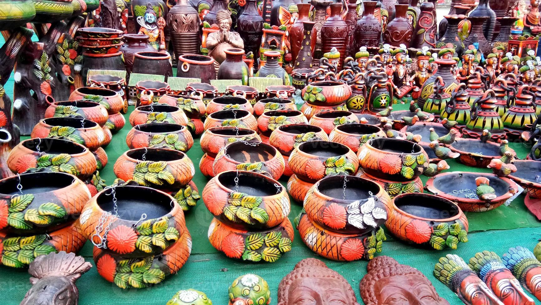 decorative turtle Sculpture pot Made with Earthen Mud, handcrafted traditional clay decoration toy in Indian market photo
