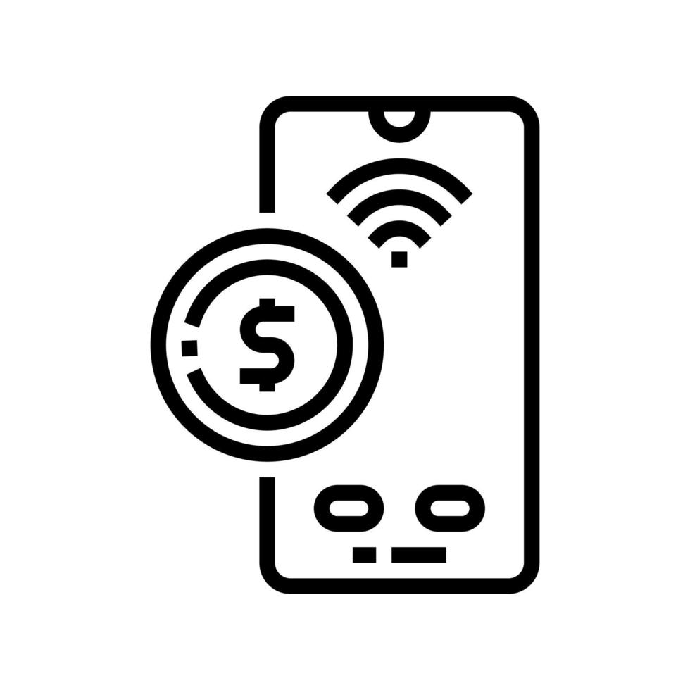 Ilustración de vector de icono de línea sin contacto de pago móvil