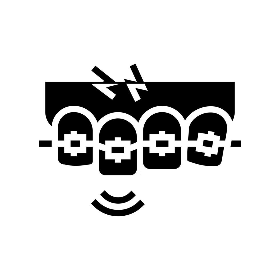 pain from tooth braces glyph icon vector illustration