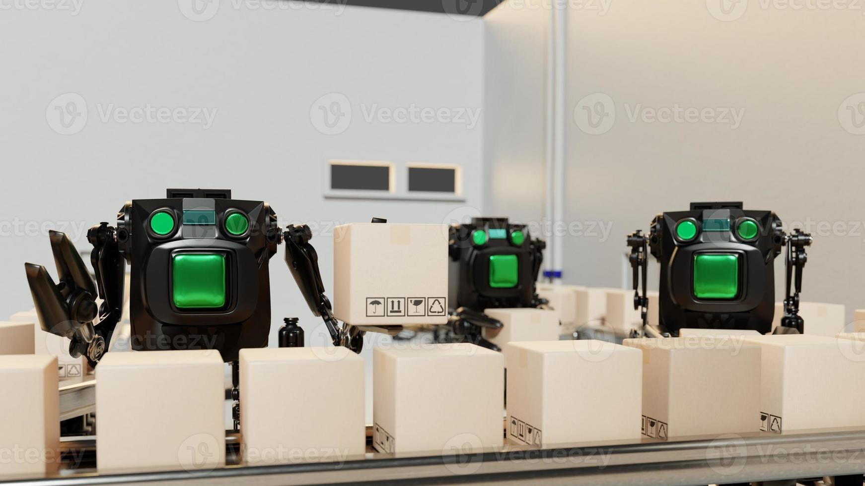 Robot arm Object for manufacturing industry technology Product export and import of future Robot cyber in the warehouse by hand mechanical future technology photo
