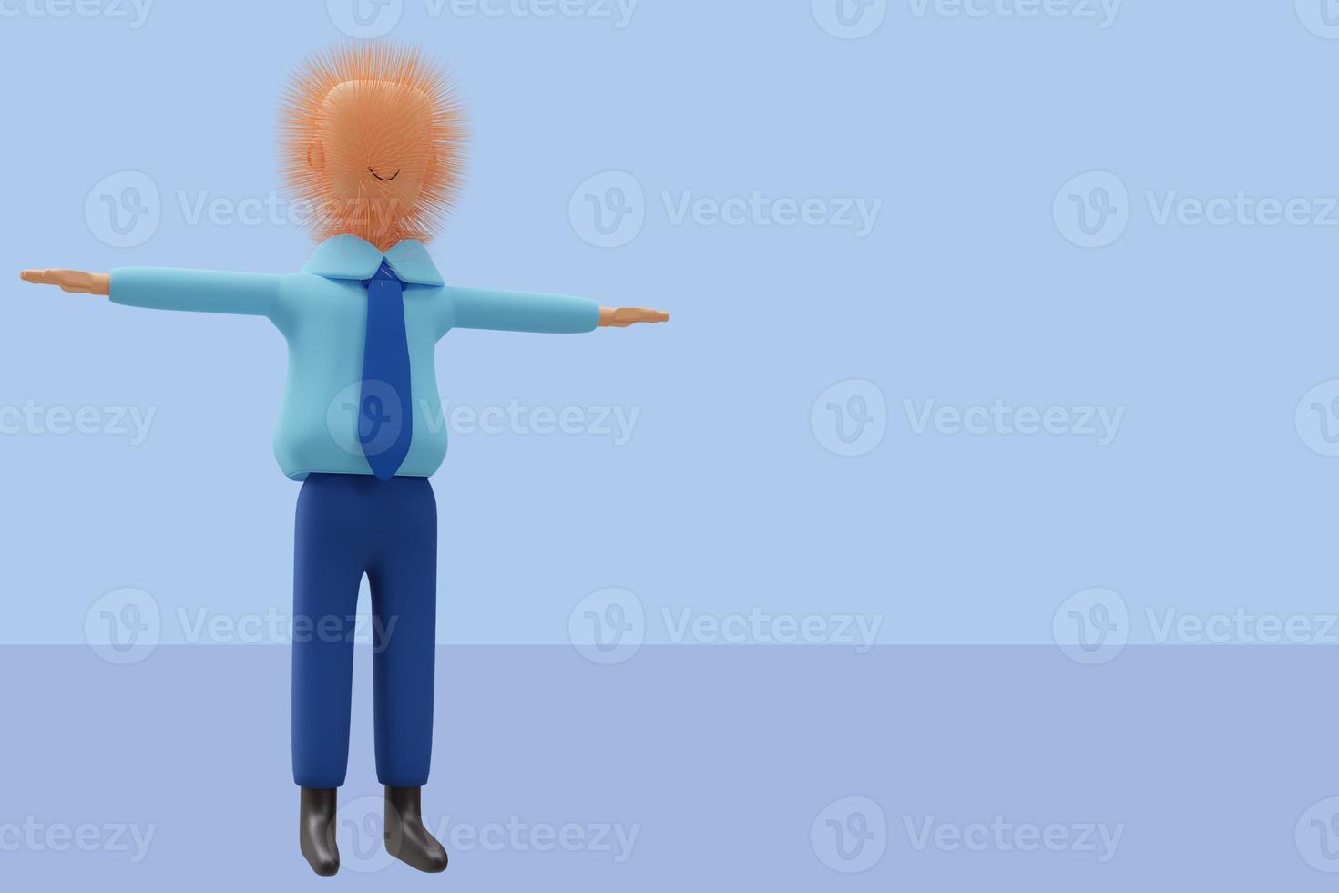 Asian man character caucasian character young isolated background with sign Sale concept 3d render photo