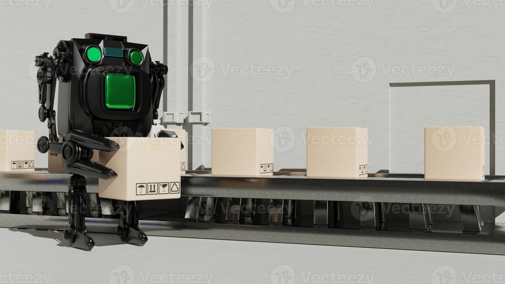 Robot arm Object for manufacturing industry technology Product export and import of future Robot cyber in the warehouse by hand mechanical future technology photo