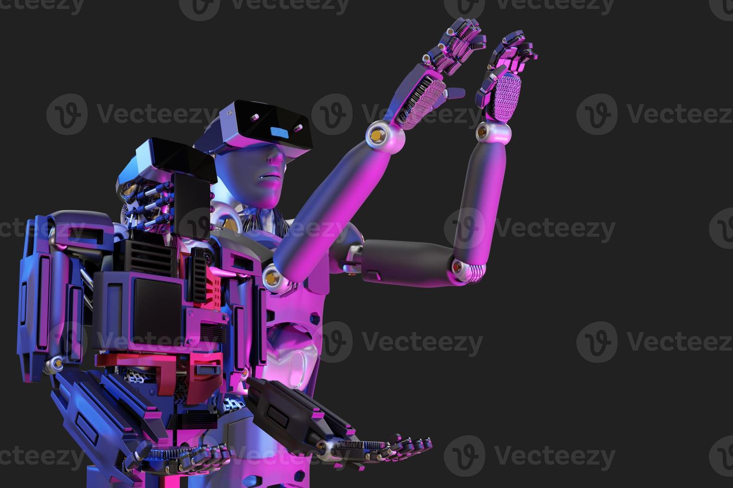 Robot metaverse VR avatar reality game virtual reality of people blockchain technology investment, business lifestyle virtual reality vr world connection cyber avatar metaverse people 2022 3D RENDER photo