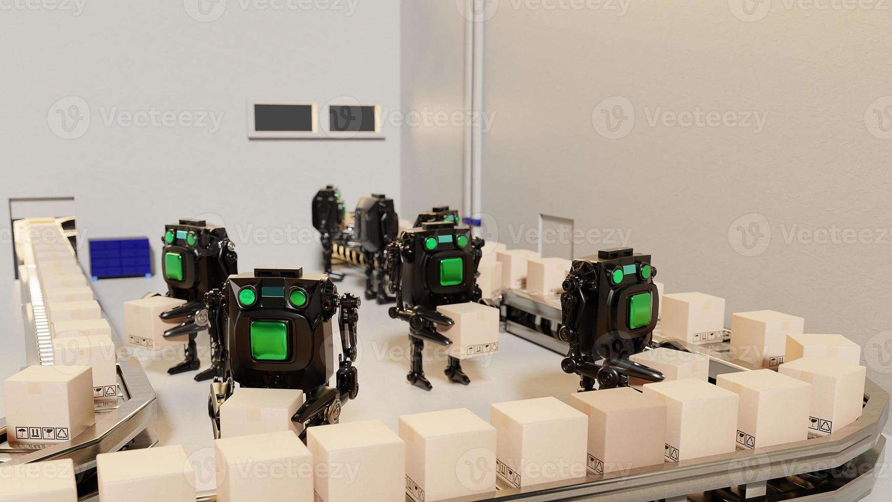 Robot arm Object for manufacturing industry technology Product export and import of future Robot cyber in the warehouse by hand mechanical future technology photo