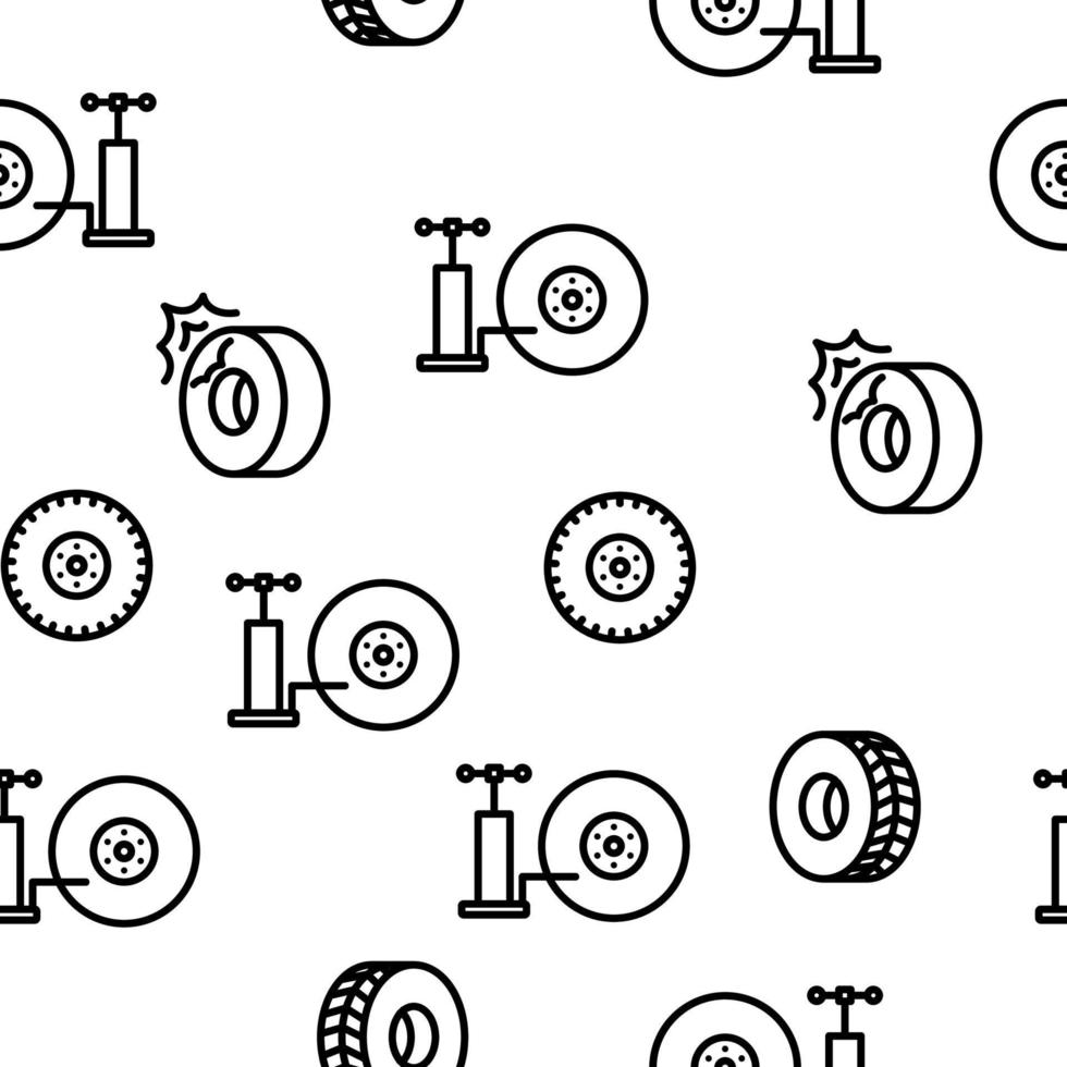 Tire Wheel Vector Seamless Pattern