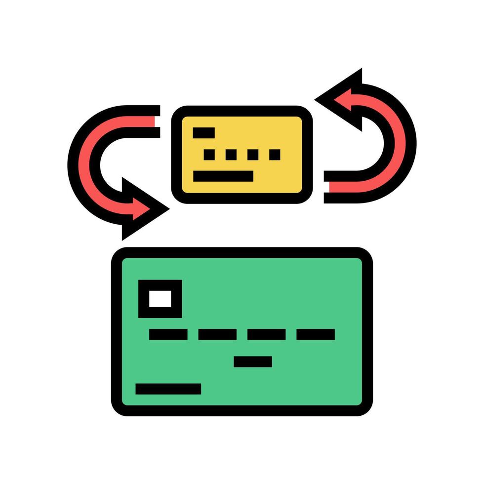 ilustración de vector de icono de color de tarjeta de transferencia