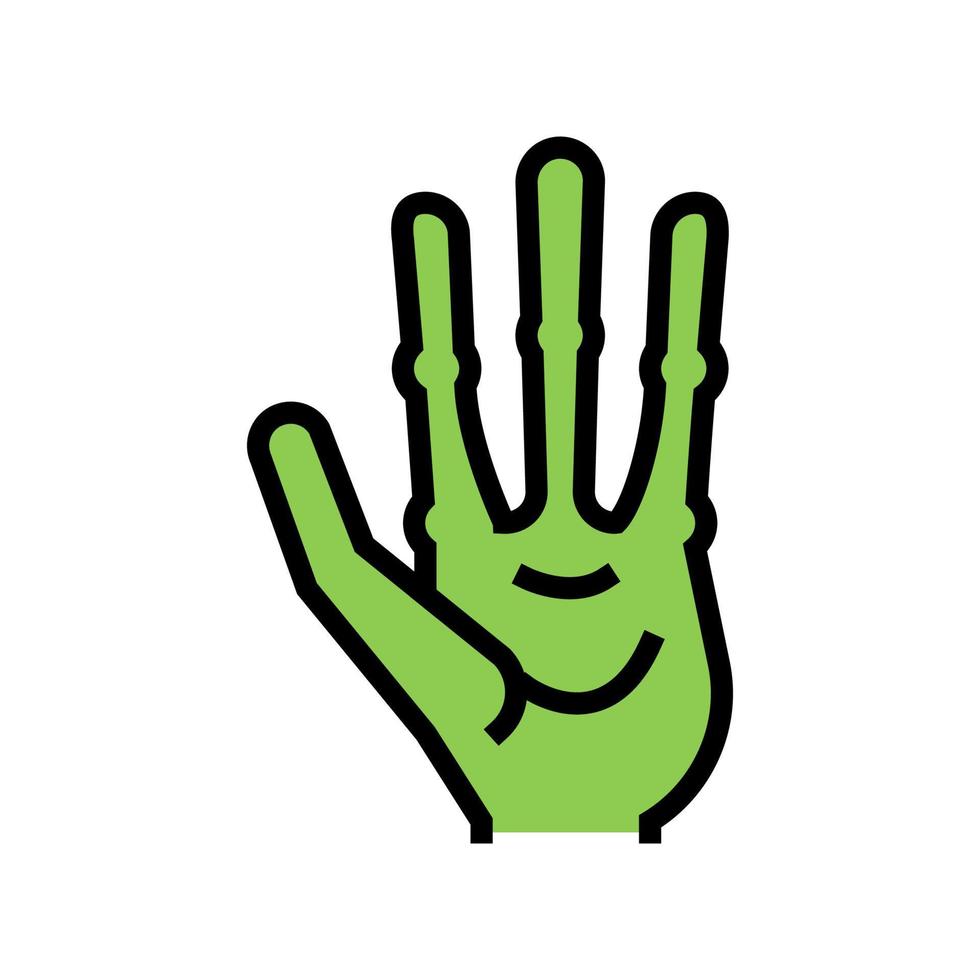 alien hand with four fingers color icon vector illustration
