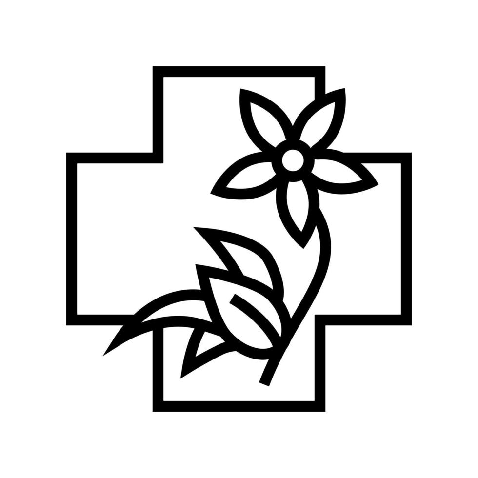 flower natural homeopathy medicine line icon vector illustration