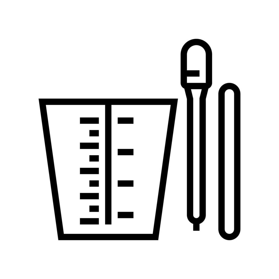 measuring cup and stick tool resin art line icon vector illustration