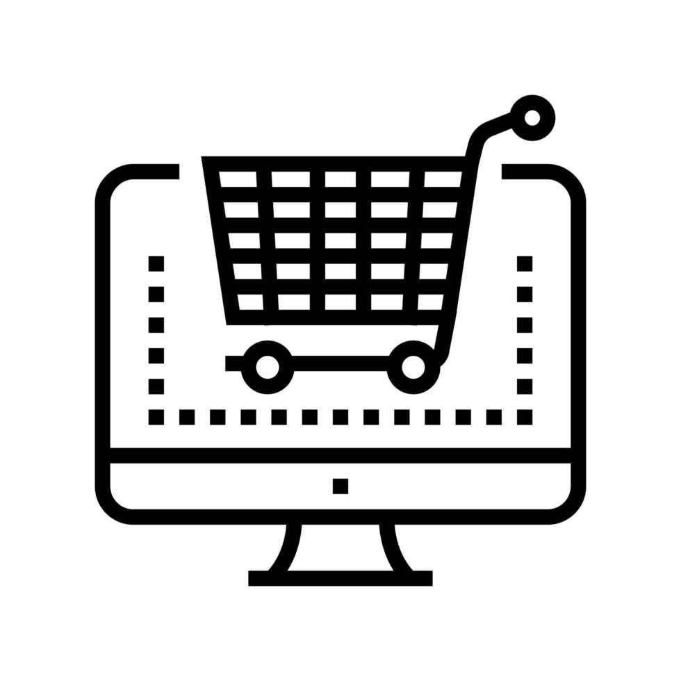 ilustración de vector de icono de línea de compra de compras electrónicas