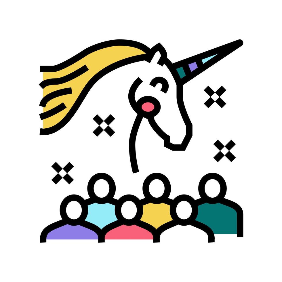 unicornio niños fiesta color icono vector ilustración