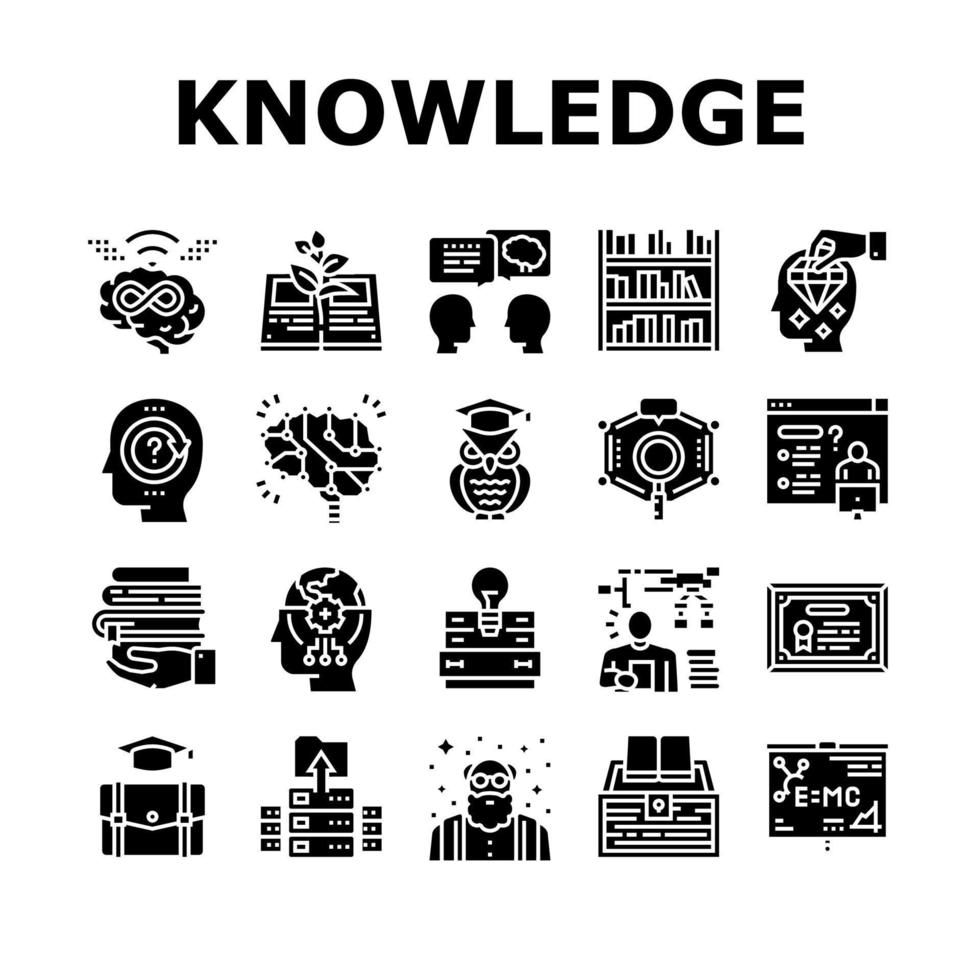 Knowledge And Mind Intelligence Icons Set Vector