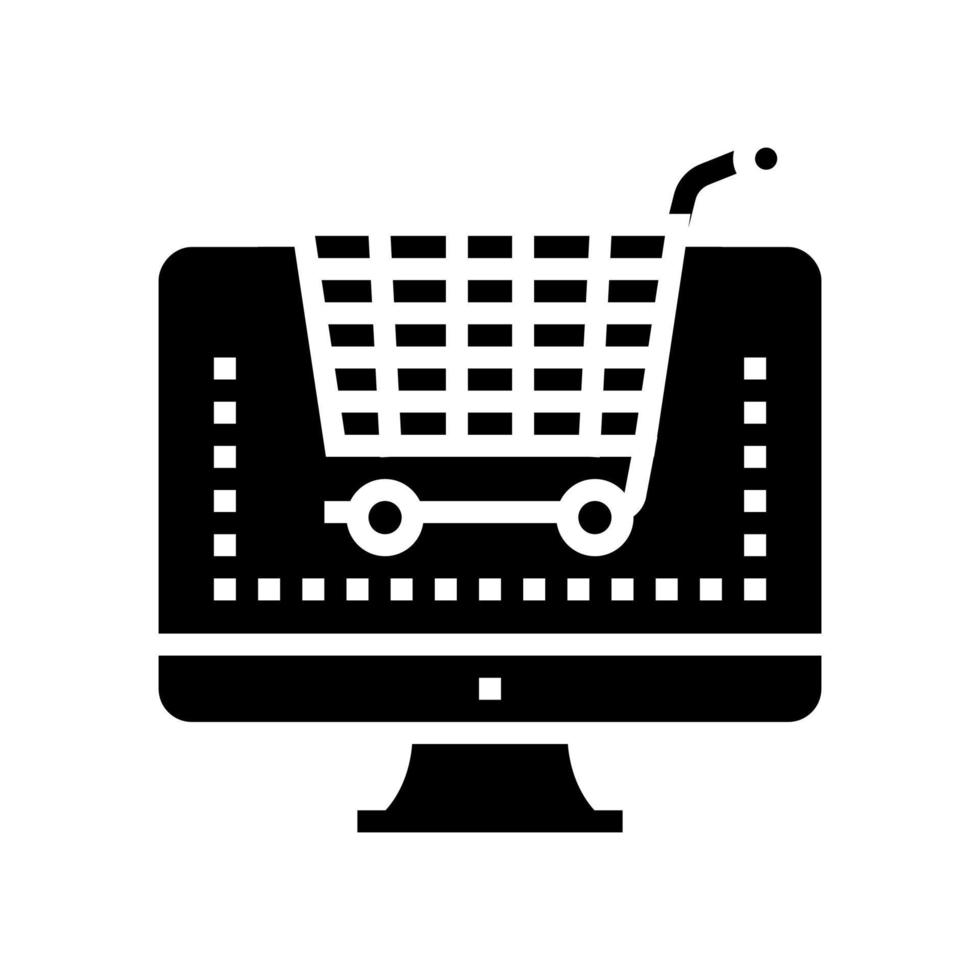 ilustración de vector de icono de glifo de compra de compras electrónicas