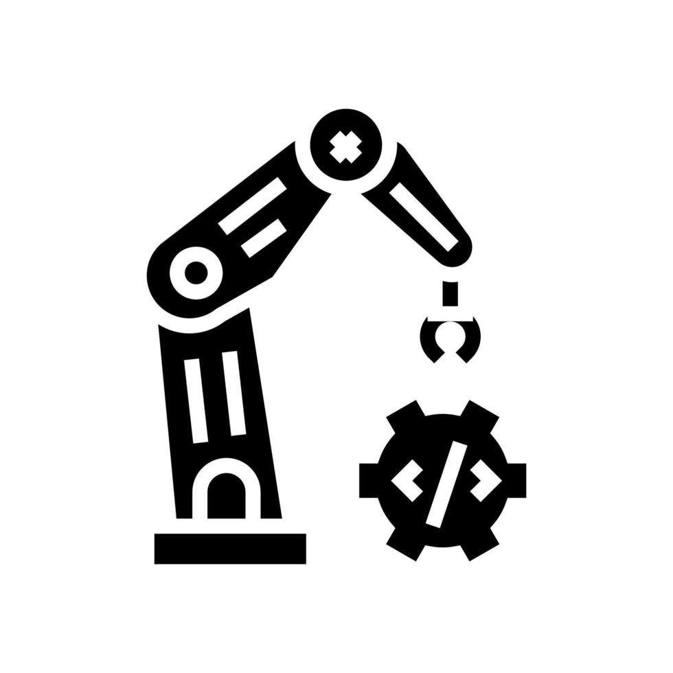 brazo robótico tecnología glifo icono vector ilustración