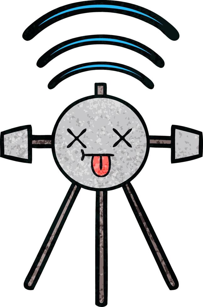 retro grunge texture cartoon satellite vector