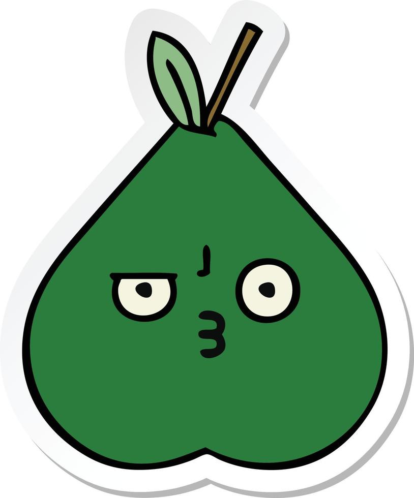 sticker of a cute cartoon pear vector