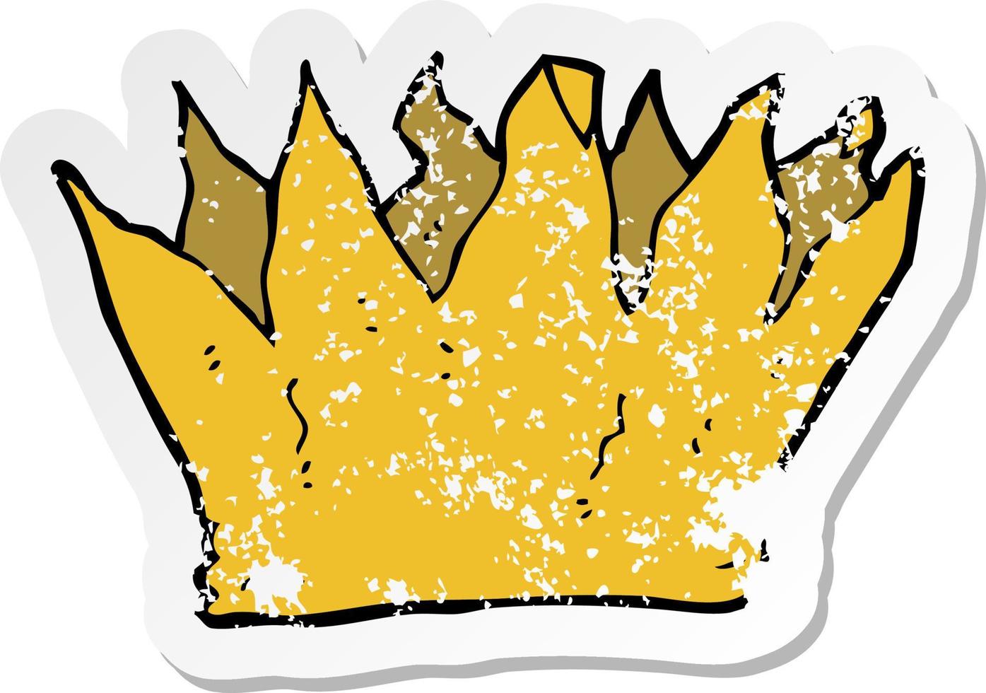 retro distressed sticker of a cartoon paper crown vector