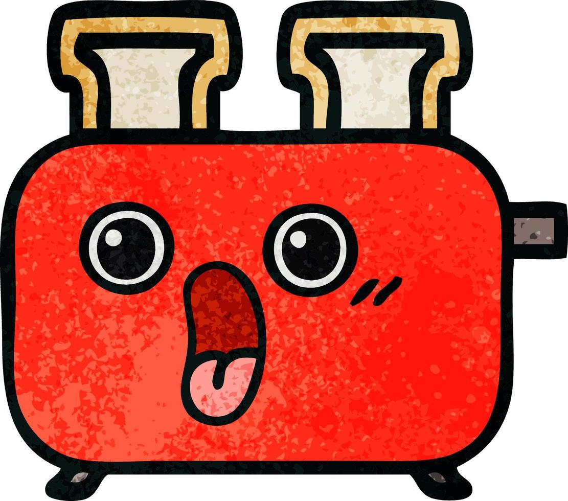 retro grunge texture cartoon of a toaster vector