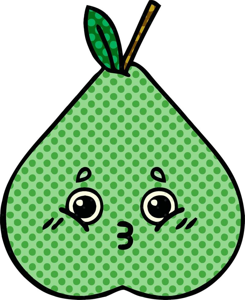 comic book style cartoon green pear vector