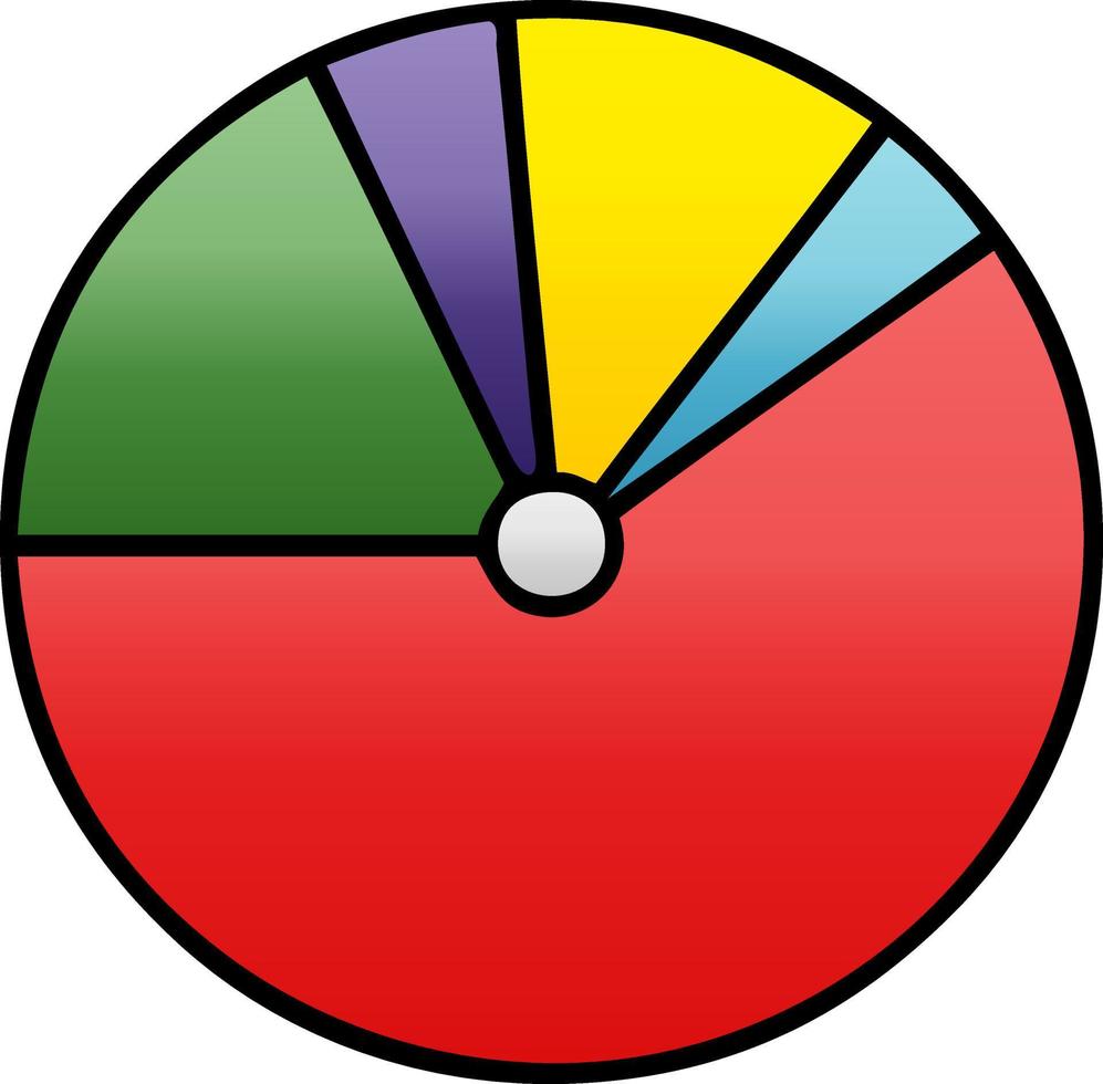 gráfico circular de dibujos animados sombreado degradado vector