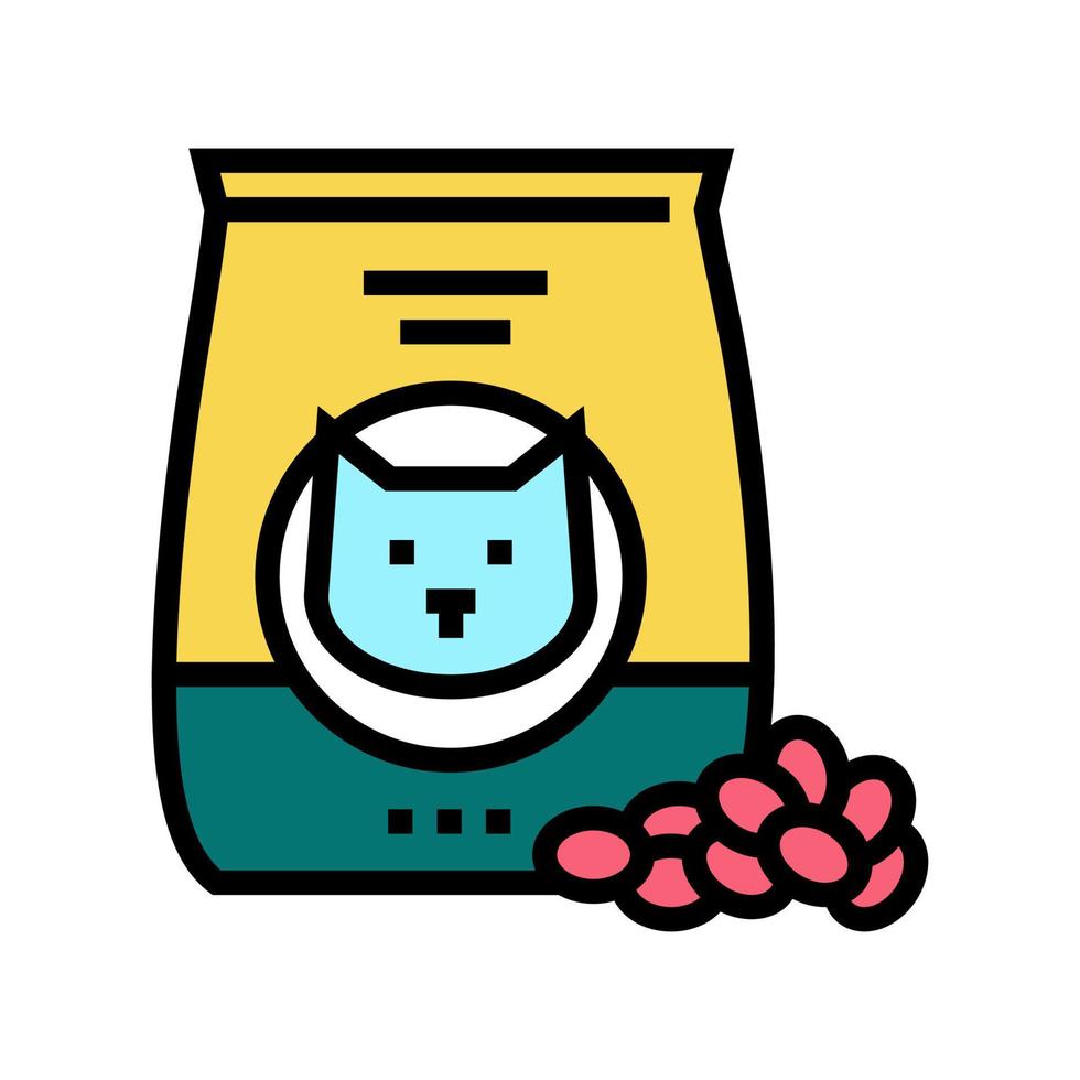 ilustración de vector de icono de color de comida seca de gato