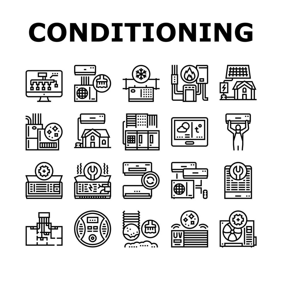 Conditioning System Electronics Icons Set Vector