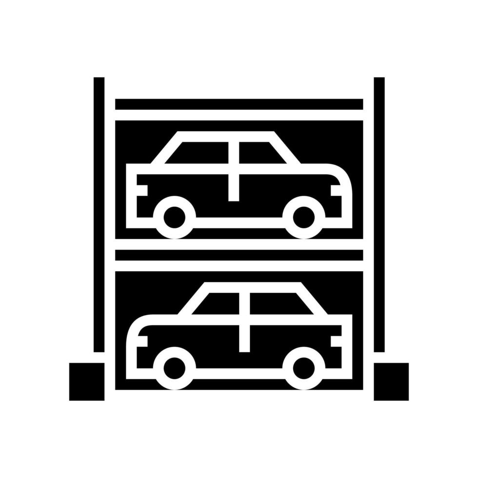 Ilustración de vector de icono de línea de estacionamiento de automóviles multinivel