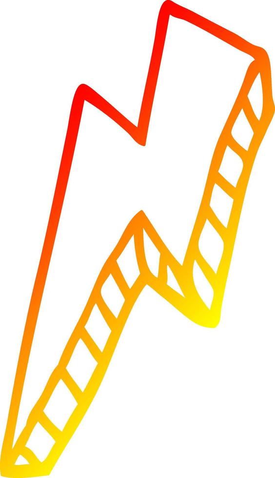 warm gradient line drawing cartoon thunder bolt vector