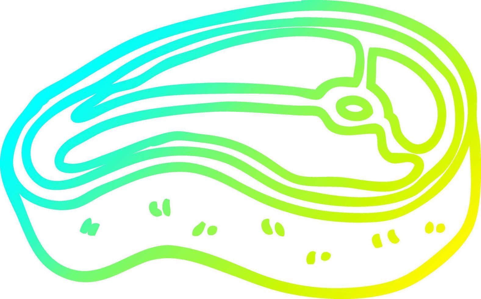cold gradient line drawing cartoon tasty steak vector