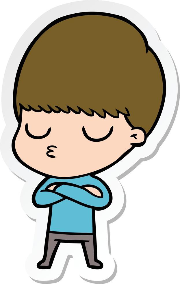 sticker of a cartoon calm boy vector