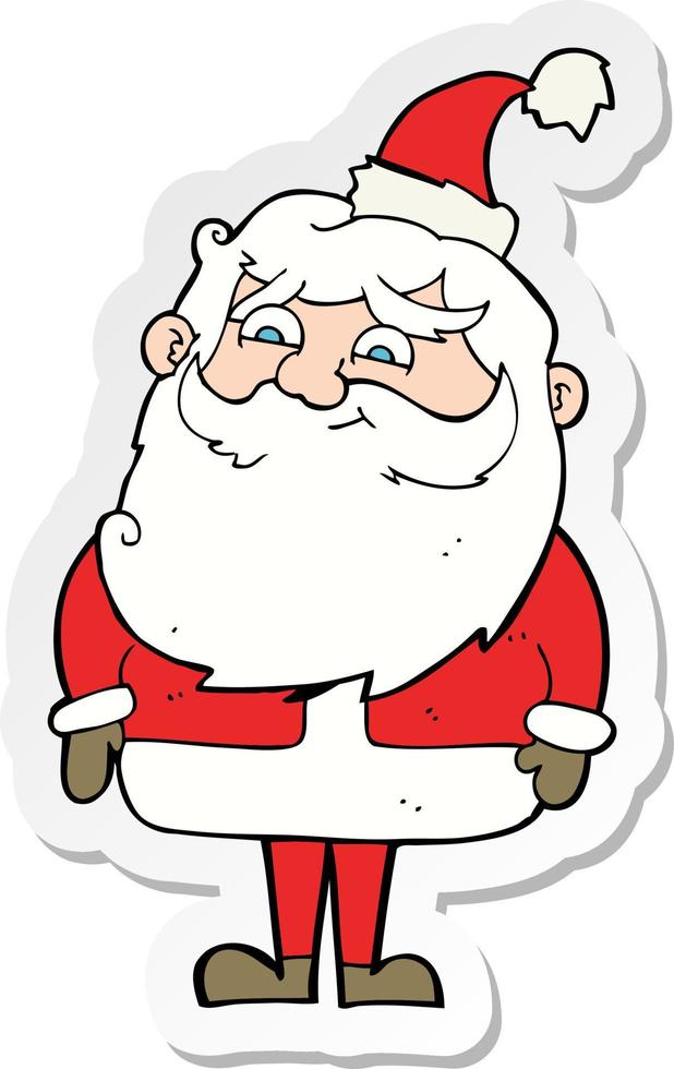 sticker of a cartoon santa claus vector