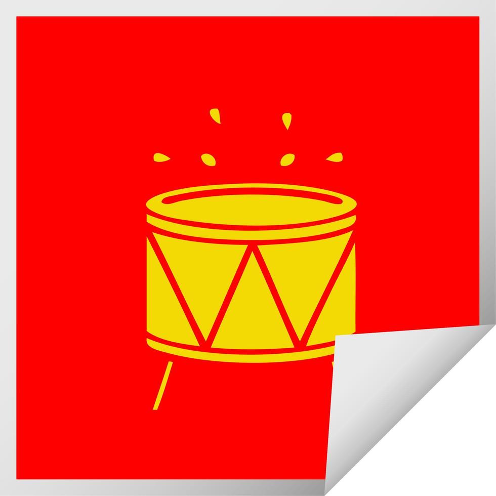 square peeling sticker cartoon drum vector