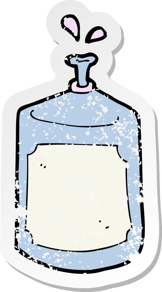 retro distressed sticker of a cartoon squirting bottle vector