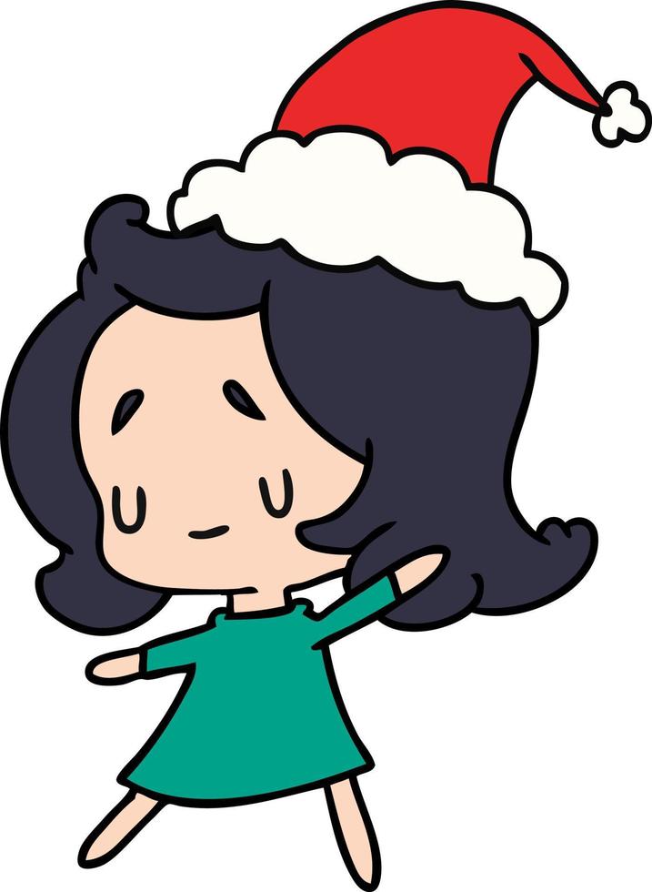 dibujos animados de navidad de chica kawaii vector