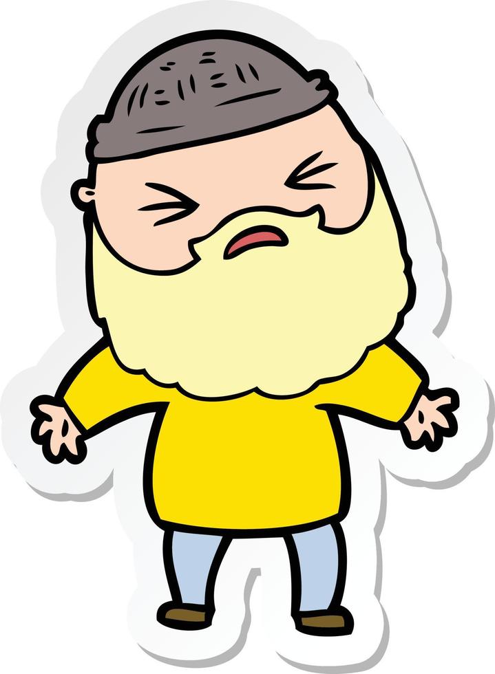 sticker of a cartoon man with beard vector