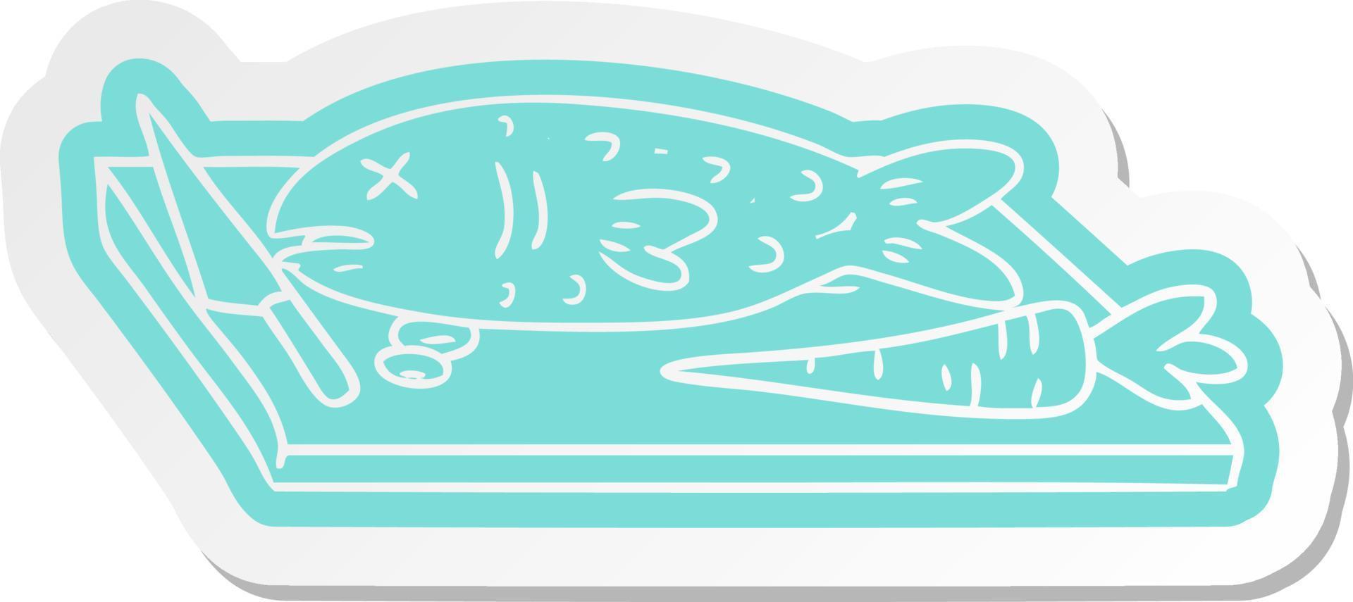 cartoon sticker of a food chopping board vector