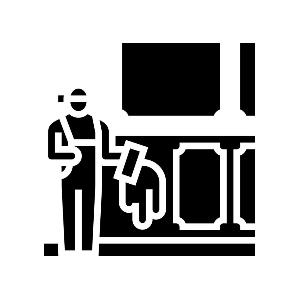 plastering and wall boarding glyph icon vector illustration