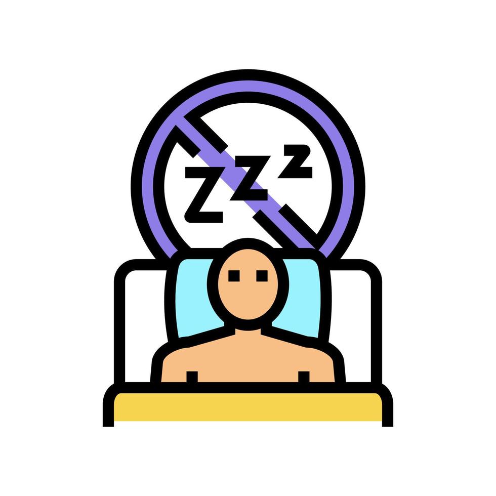 difficulty falling asleep at night color icon vector illustration