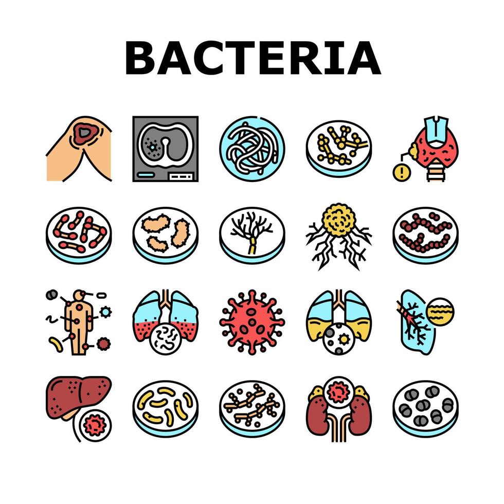 conjunto de iconos de colección de infecciones bacterianas vector