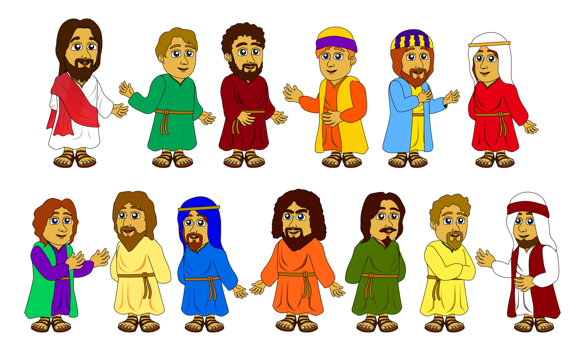 Cartoon characters of Jesus and disciples, great for children's Bible story  illustrations, stickers, websites, games, posters, mobile applications, and  more 10391823 Vector Art at Vecteezy