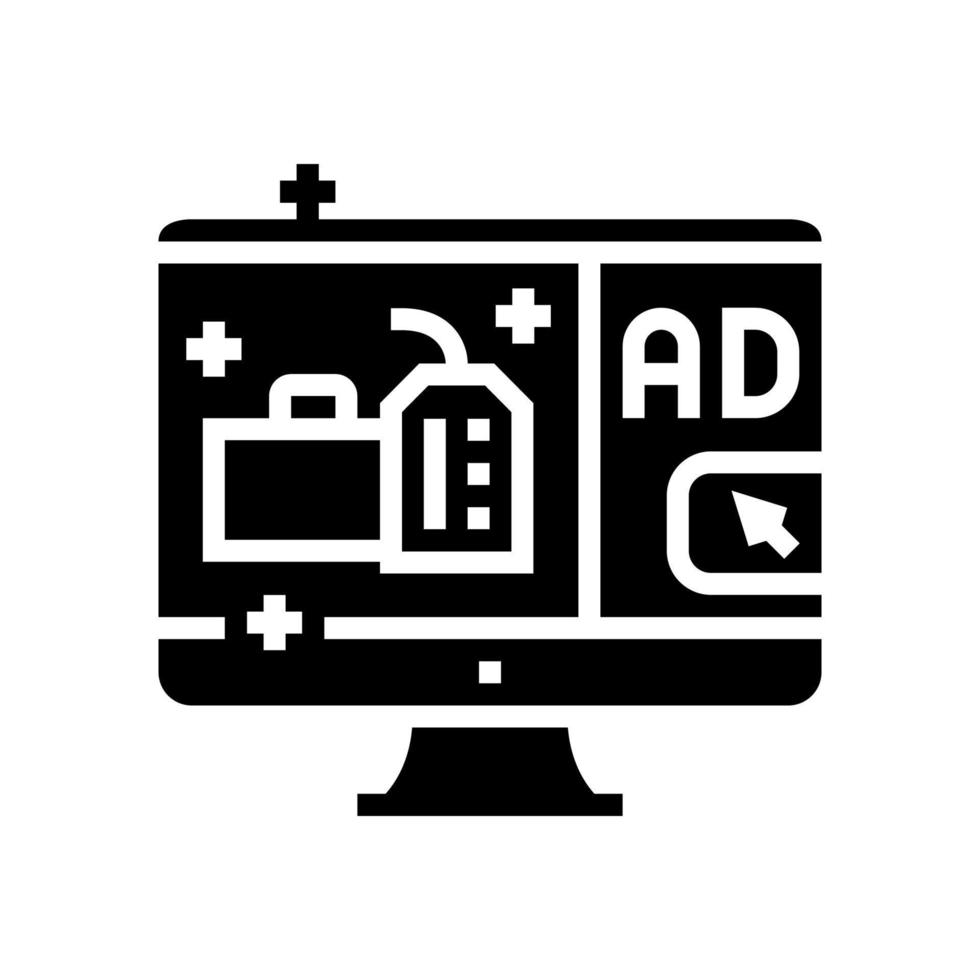 ilustración de vector de icono de glifo de publicidad en línea