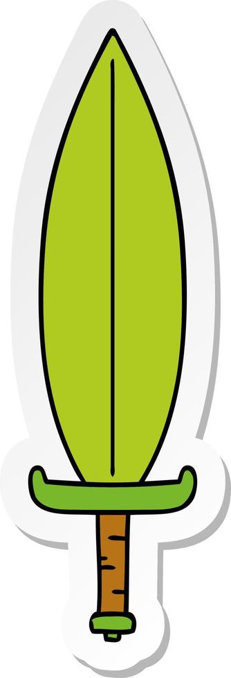 sticker cartoon doodle of a magic leaf knife vector