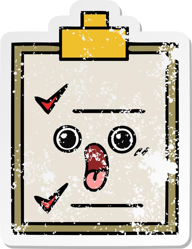 distressed sticker of a cute cartoon science experiment vector
