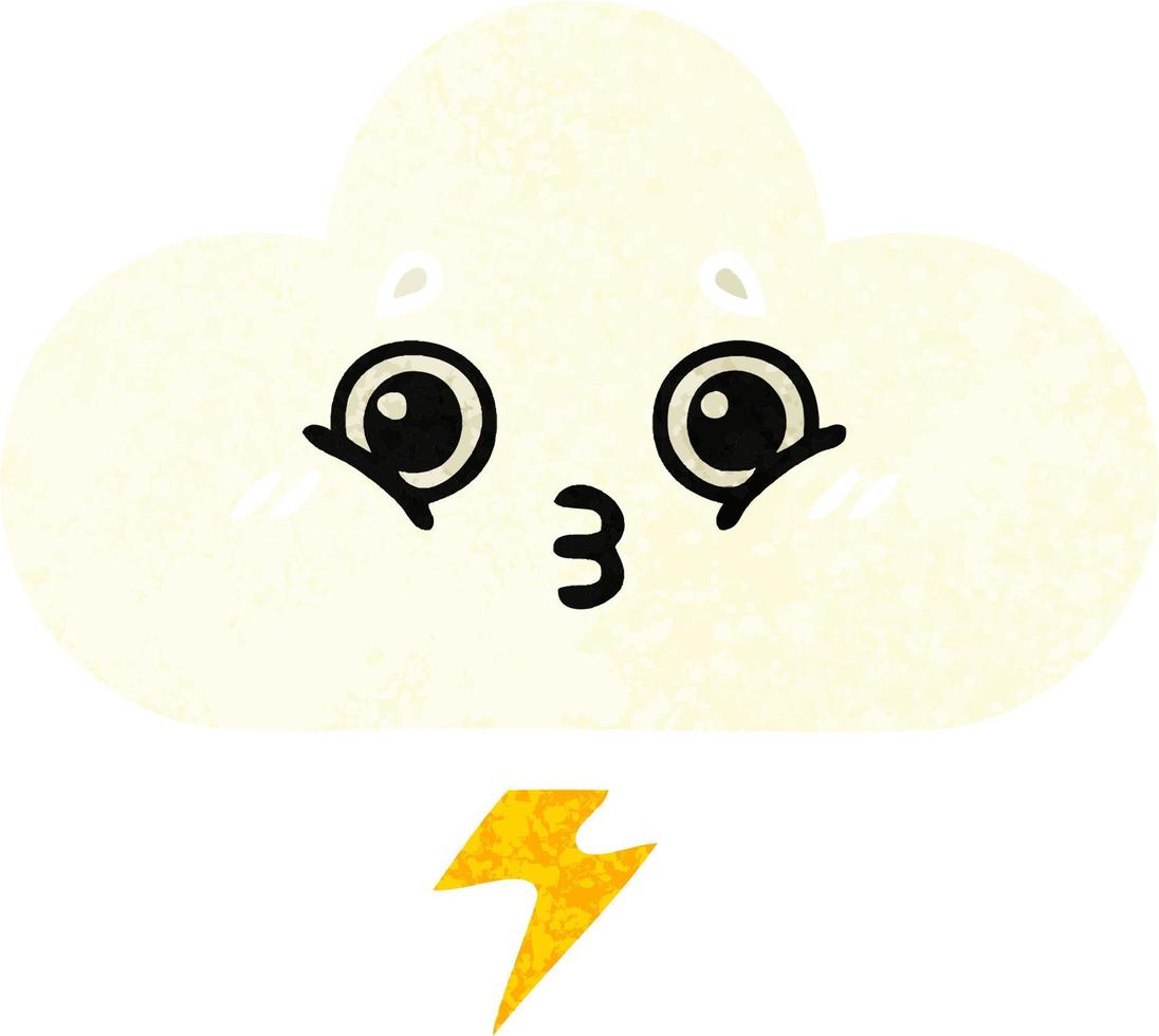 retro illustration style cartoon storm cloud vector