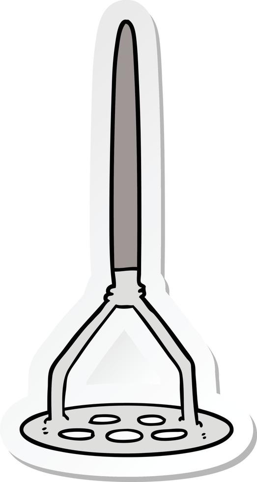 sticker of a cartoon potato masher vector