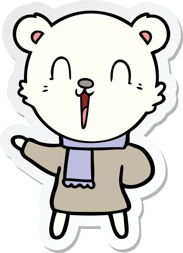 sticker of a happy cartoon polar bear vector