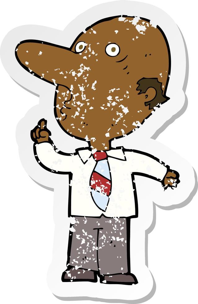 retro distressed sticker of a cartoon bald man asking question vector