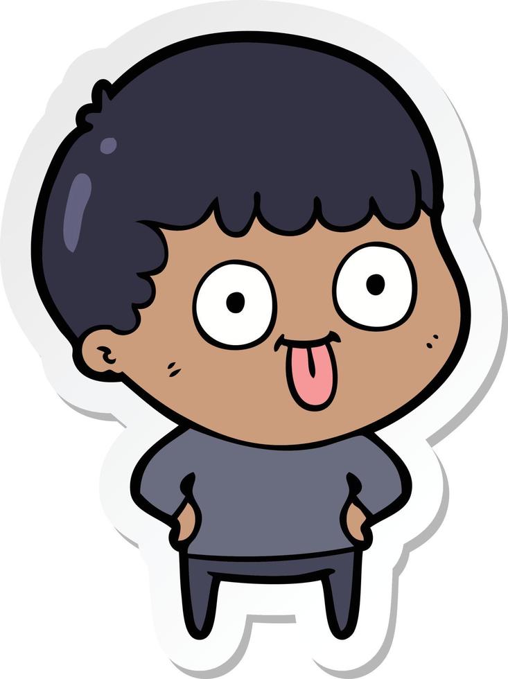 sticker of a cartoon dumb kid vector