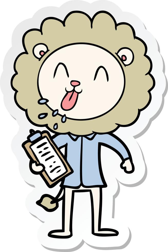 sticker of a happy cartoon lion vector