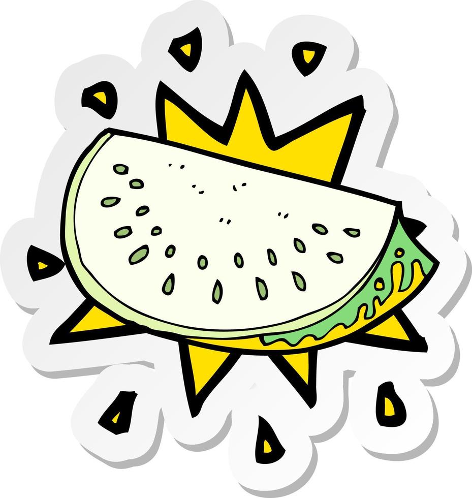sticker of a cartoon melon slice vector